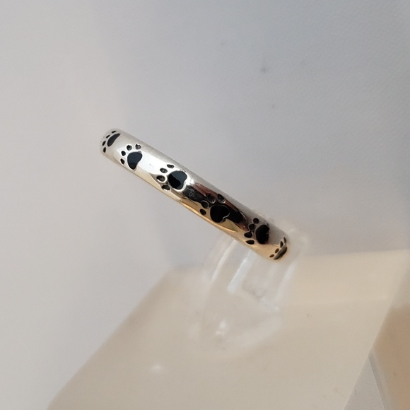 Sterling Silver Paw Print Eternity Band - Picture 2 of 8